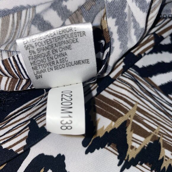 Tahari ASL Women’s Size 8 Brown Black White Tribal Geometric Print Midi Dress - Picture 6 of 7